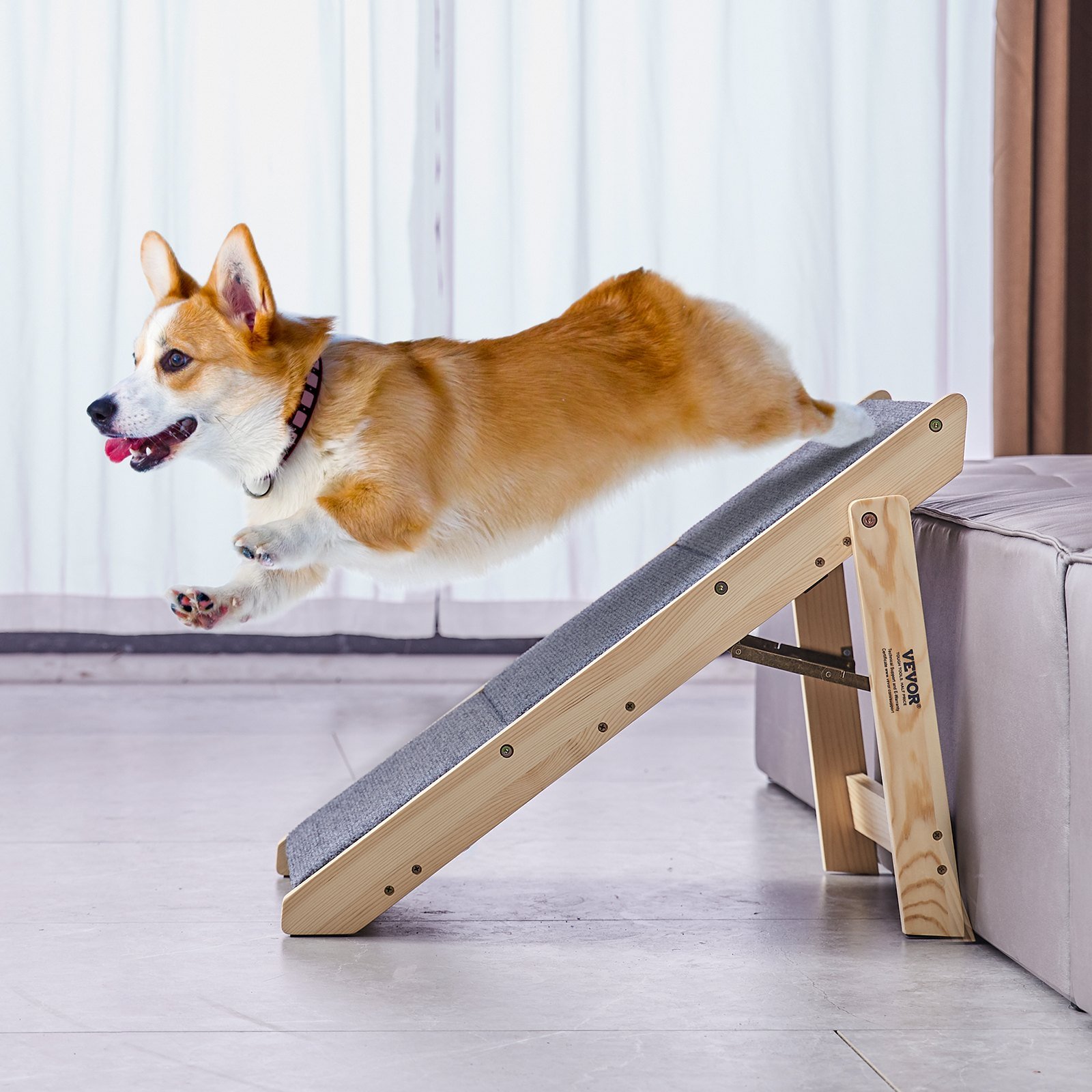 Wood Pet Stairs/Pet Steps, 2-in-1 Foldable Wooden Dog Stair For Beds, Sofa And Cars, Dog Stairs & Ramp With 3 Steps For Small Medium Large Pet, Up To
