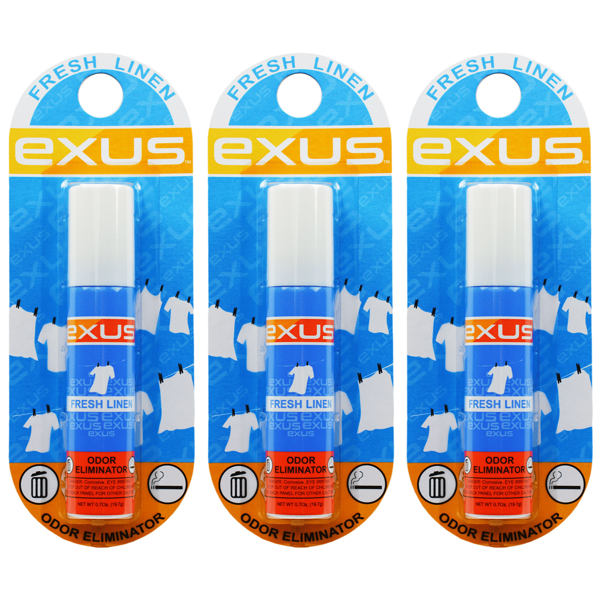 Exus Odor Eliminator - Fresh Linen 0.7 Oz. Car Air Freshener Odor Eliminator