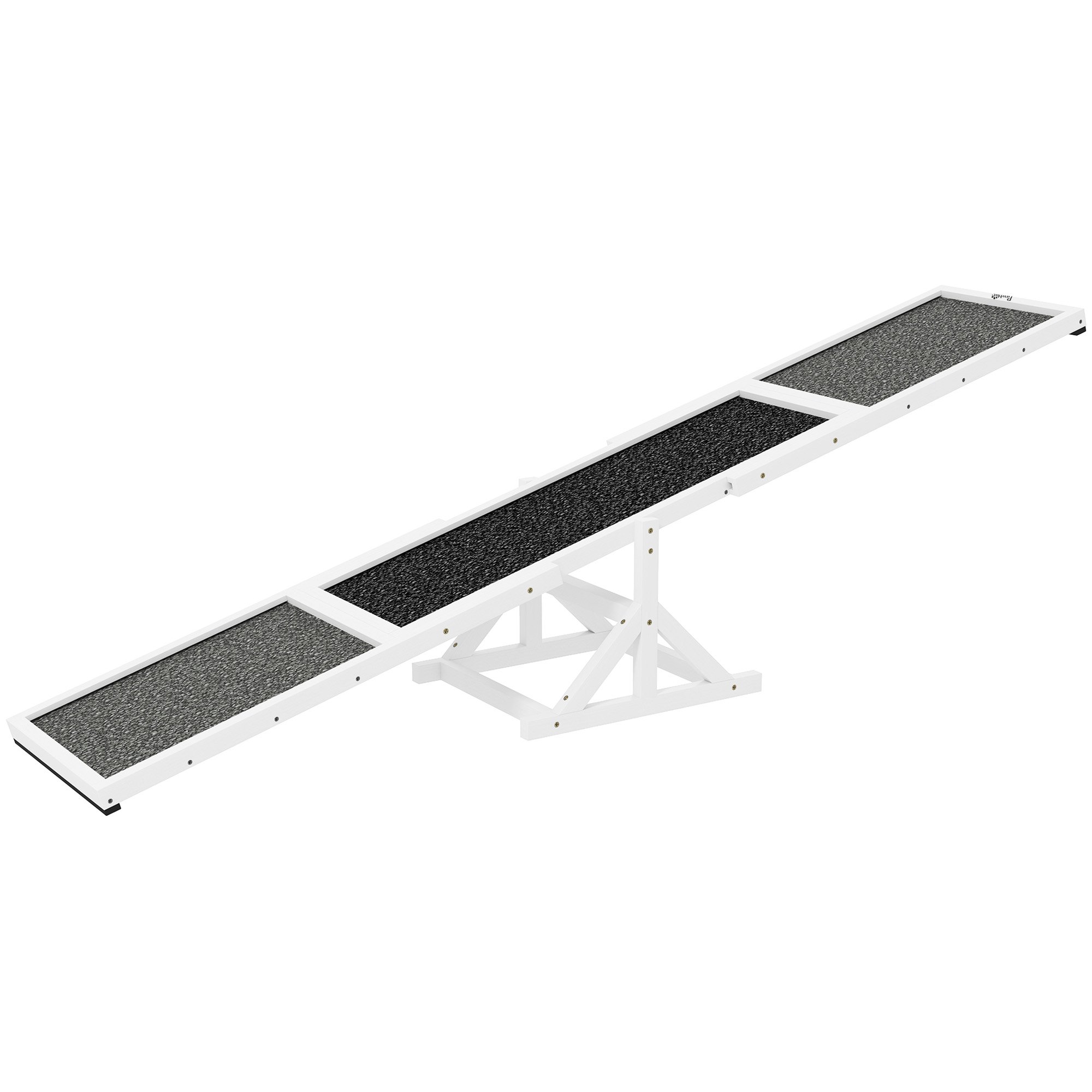 Wooden Dog Agility Seesaw for Training and Exercise, Weather Resistant, 83" L x 16" W x 14" H, White