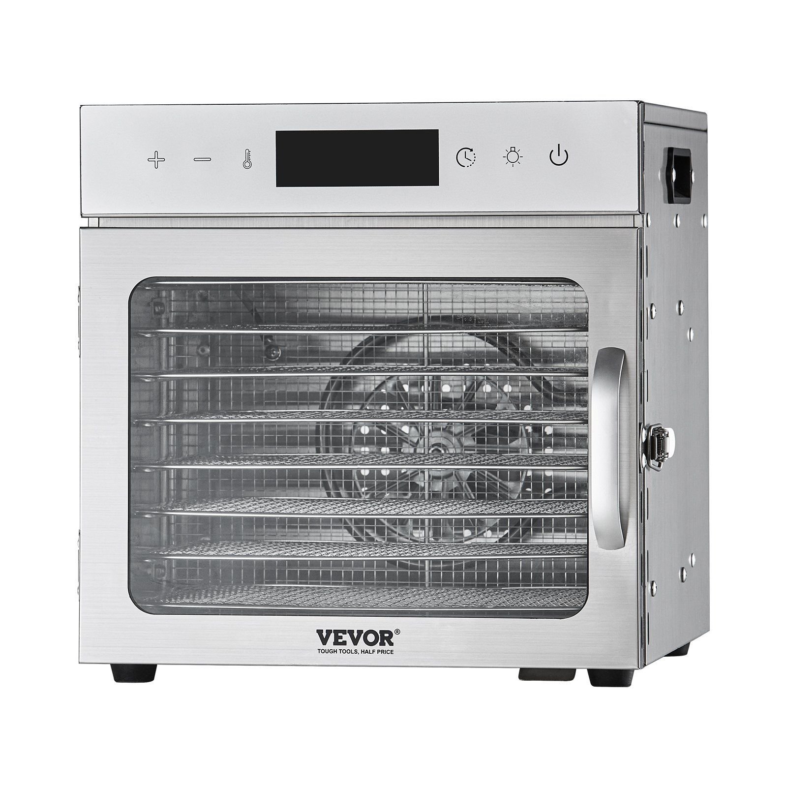 VEVOR Food Dehydrator Machine, 8 Stainless Steel Trays, 400W Electric Food Dryer with Adjustable Temperature & 24-Hour Timer, Heated Dryer for Jerky