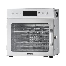VEVOR Food Dehydrator Machine, 8 Stainless Steel Trays, 400W Electric Food Dryer with Adjustable Temperature & 24-Hour Timer, Heated Dryer for Jerky