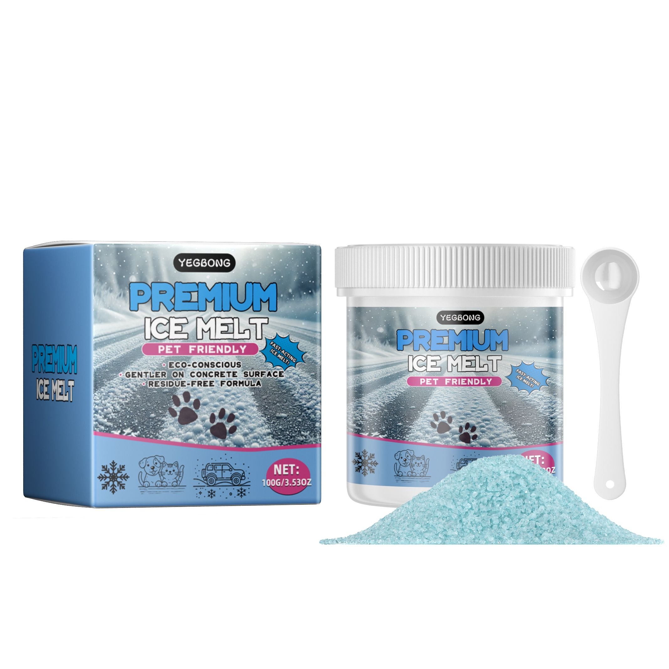 Yegbong Pet Ice Melt For Cats And Dogs Pet Ice Melt Snow Gentle Claw Pad Non-Slip Pet Winter Guard