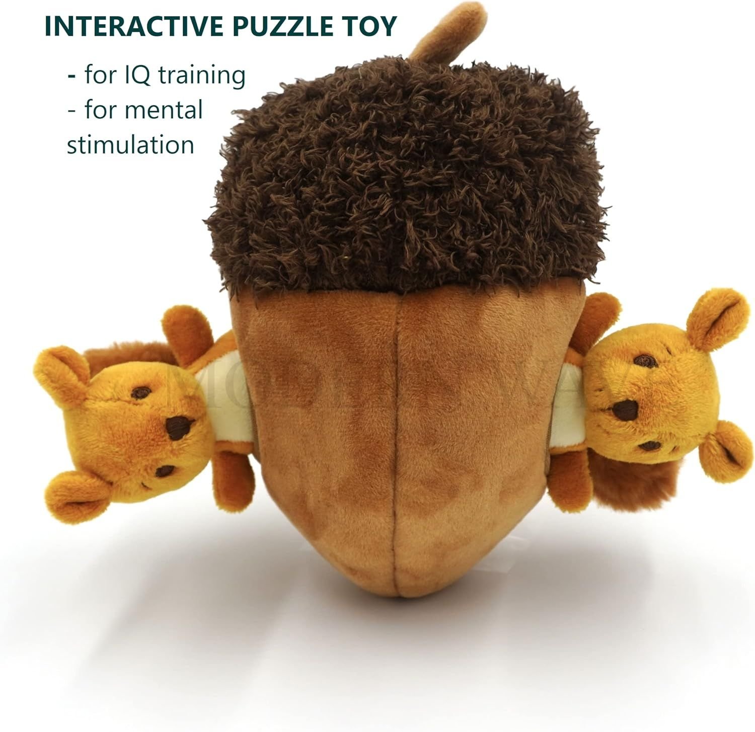 Interactive Squeaky Plush Hide and Seek Squirrel Type Puzzle Toy for Dogs, Medium Size