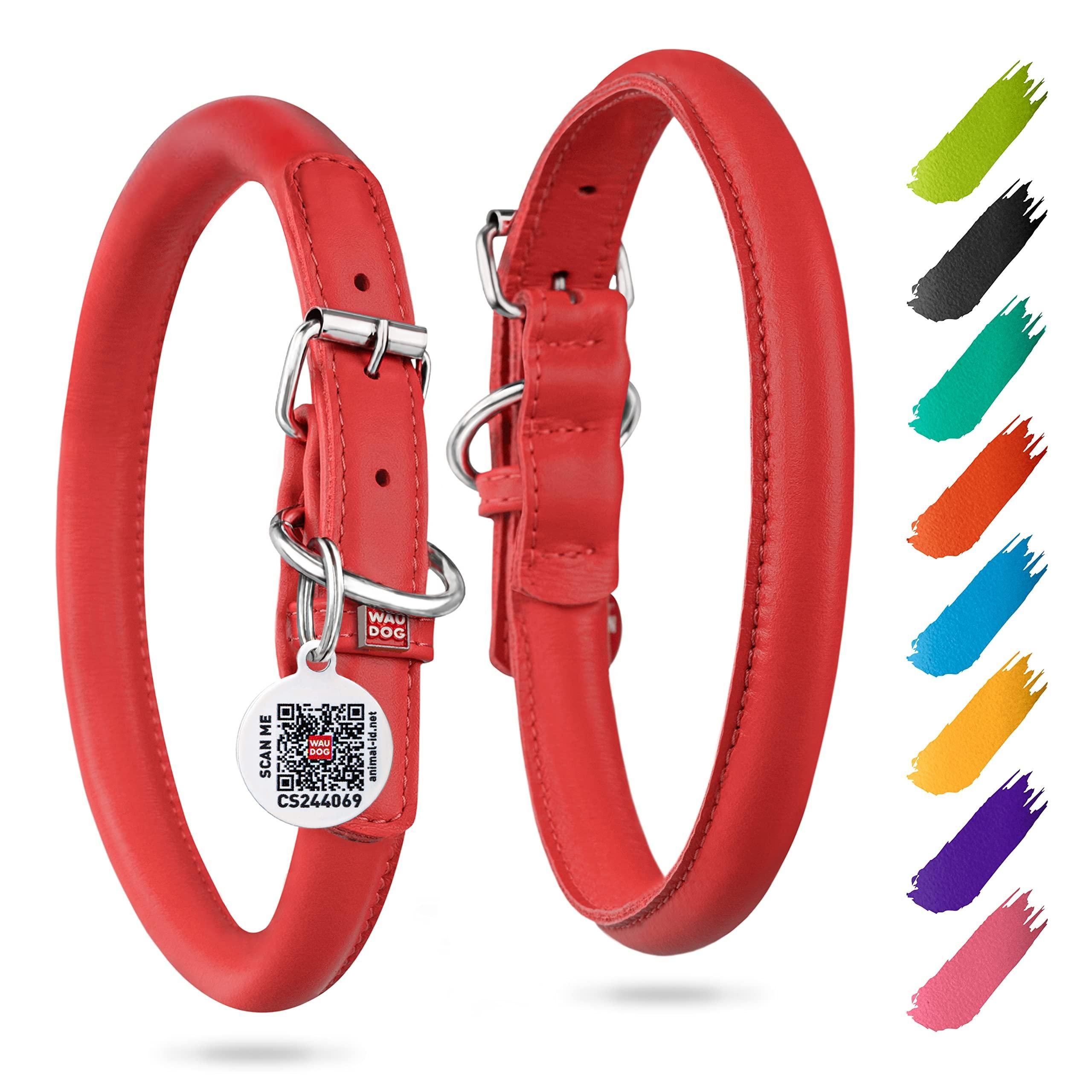 Ultra Soft Rolled Leather Dog Collar for Small Dogs 13 - 16 inch Neck Soft Padded Dog Collars for Medium Dogs Puppy Collars for Large Breed Dogs