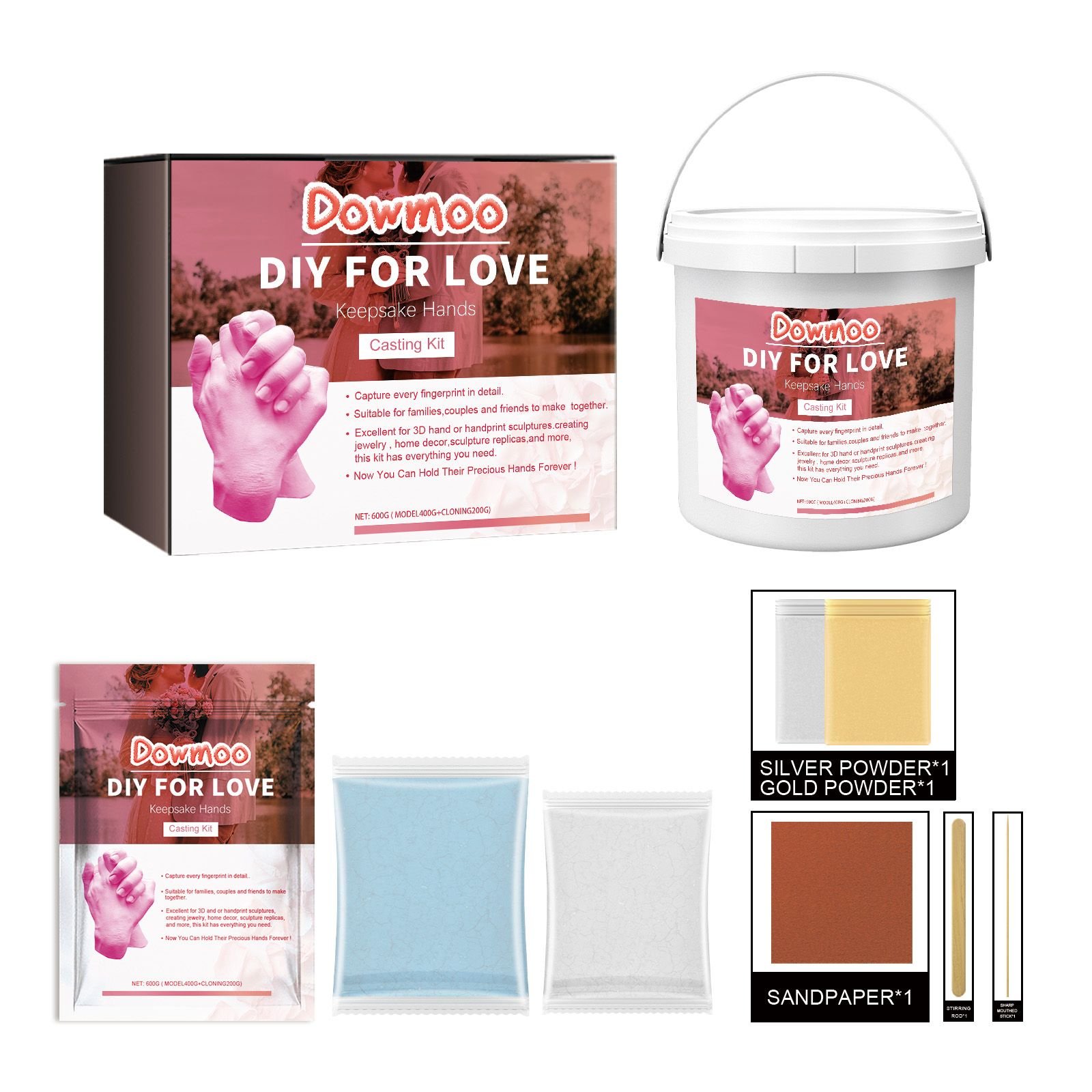 Dowmoon Keepsake Hands Casting Kit, Hand And Foot Model Cloning Self-Made Commemorative Hand-Made Clay Plaster Powder