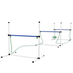 4PCs Dog Agility Equipment Set with Adjustable Height Hurdles, Spray Water Tube, Whistle, Carry Bag, White