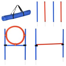 Dog Pet Agility Training Kit High Jump Weave Pole Ring Obedience Training Set Adjustable Equipment Portable