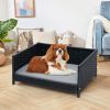 Rattan Dog Bed with Waterproof Soft Cushion for Medium Small Dogs Cats