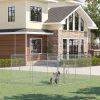 Outdoor Dog Kennel Galvanized Chain Link Fence Heavy Duty Pet Run House Chicken Coop with Secure Lock Mesh Sidewalls for Backyard, Silver