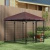 keOutdoor Dog Kennel 4.6x5 with Waterproof Canopy and Large Door Silver