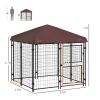 keOutdoor Dog Kennel 4.6x5 with Waterproof Canopy and Large Door Silver