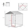 6.6x6.6x7.8 Outdoor Dog Kennel for Small Medium Dogs w Waterproof Roof Silver