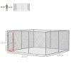 Outdoor Dog Kennel Galvanized Chain Link Fence Heavy Duty Pet Run House Chicken Coop with Secure Lock Mesh Sidewalls for Backyard, Silver