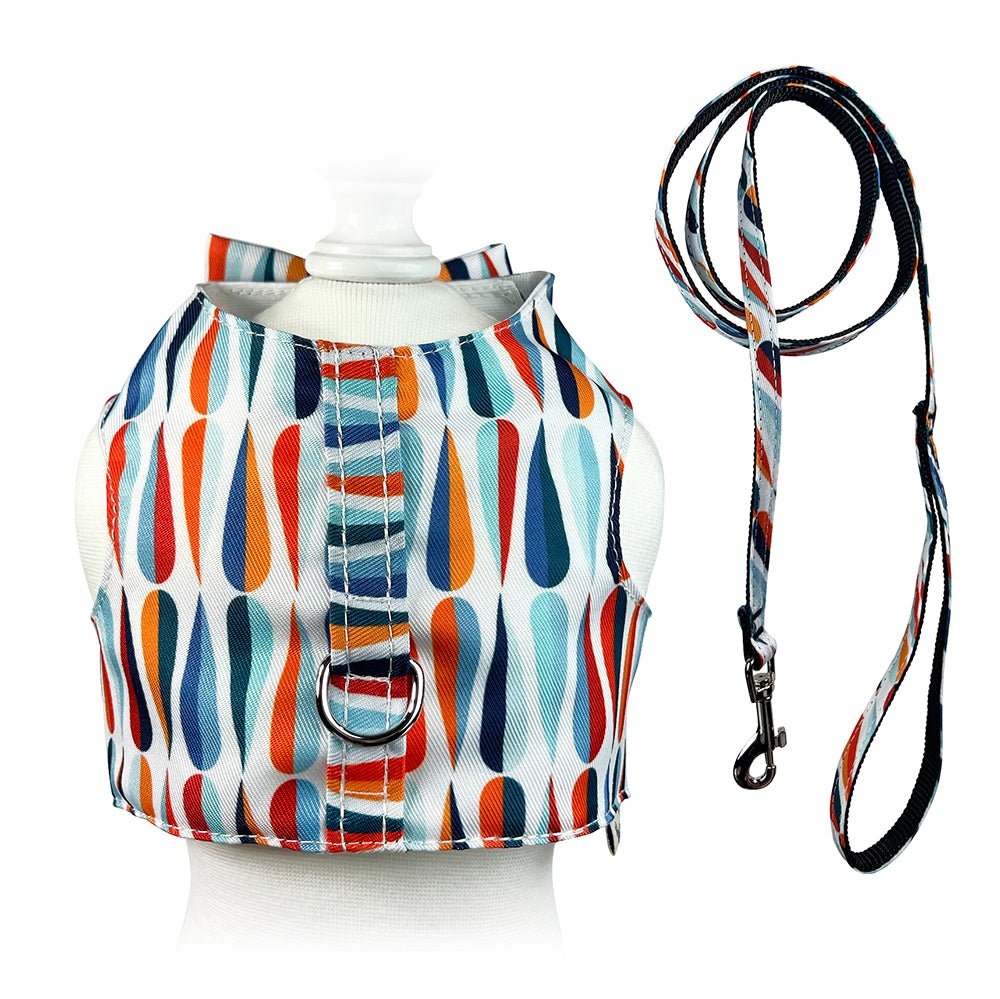 Chic Raindrop Harness Vest with Matching Leash (Color: Chic Raindrop Harness Vest, Size: L)
