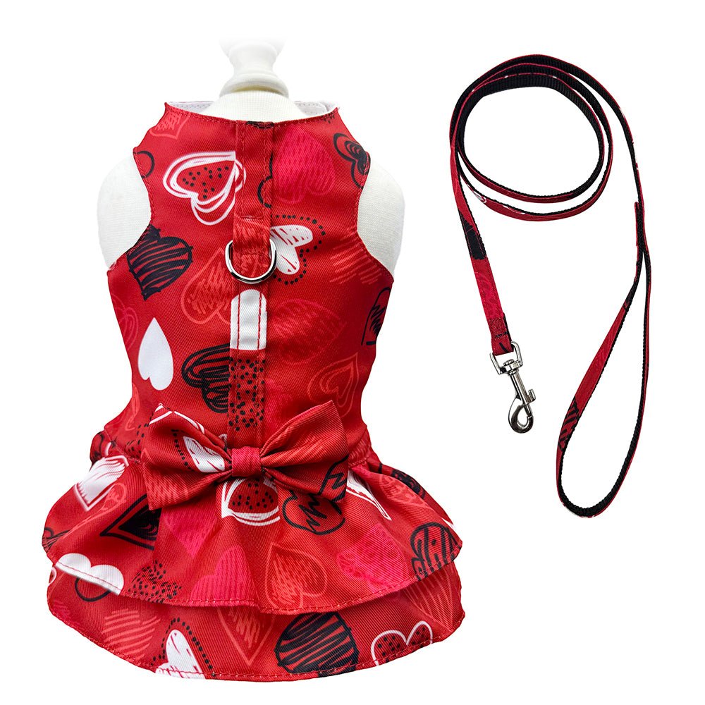 Abstract Hearts Harness Dress with Matching Leash (Size: L)