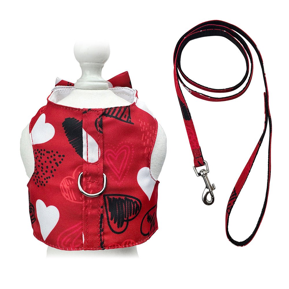 Abstract Hearts Harness Vest with Matching Leash (Size: L)