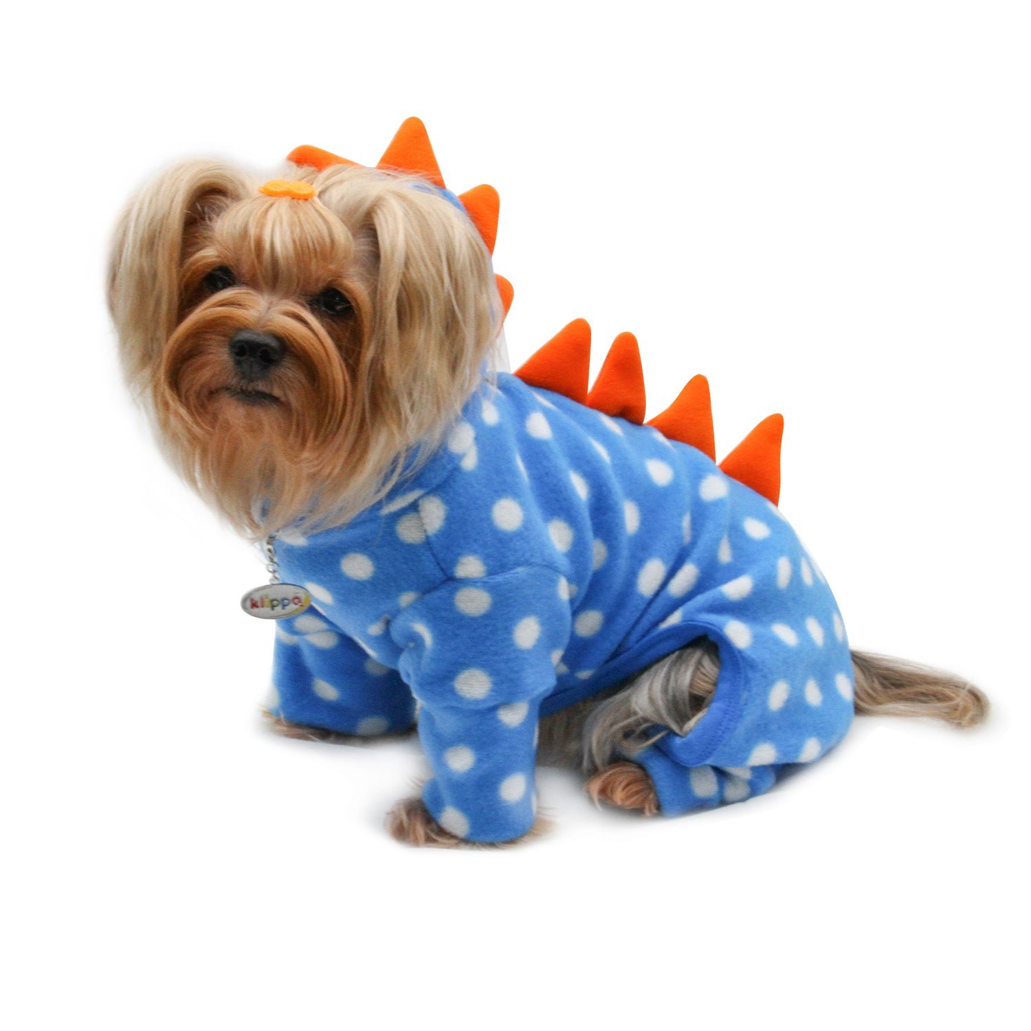 Polka Dots DINO Fleece Hooded Bodysuit/Pajamas (Size: L)