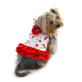 Soft Knit Cotton Cherries Dress w/Shoulder Ties - L (Size: L)