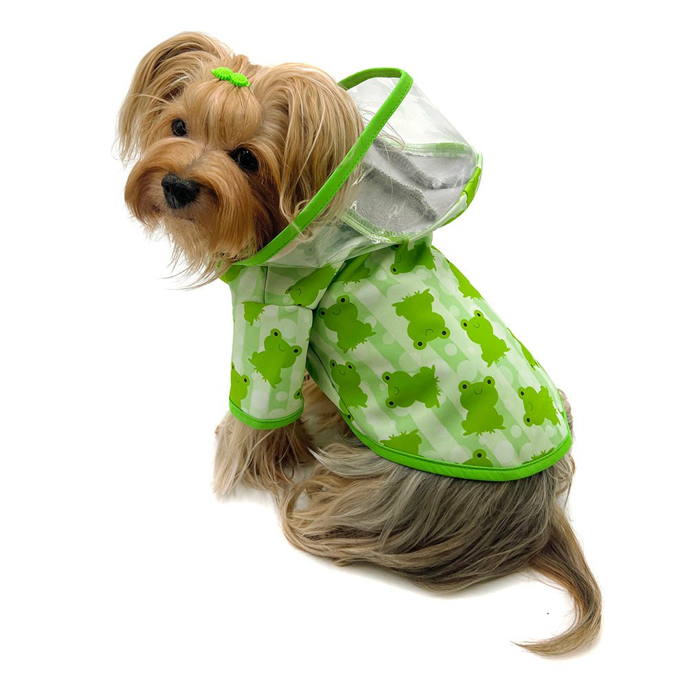 Clear View Froggy Raincoat with Fleece Lining and Detachable Hood (Color: Froggy, Size: L)