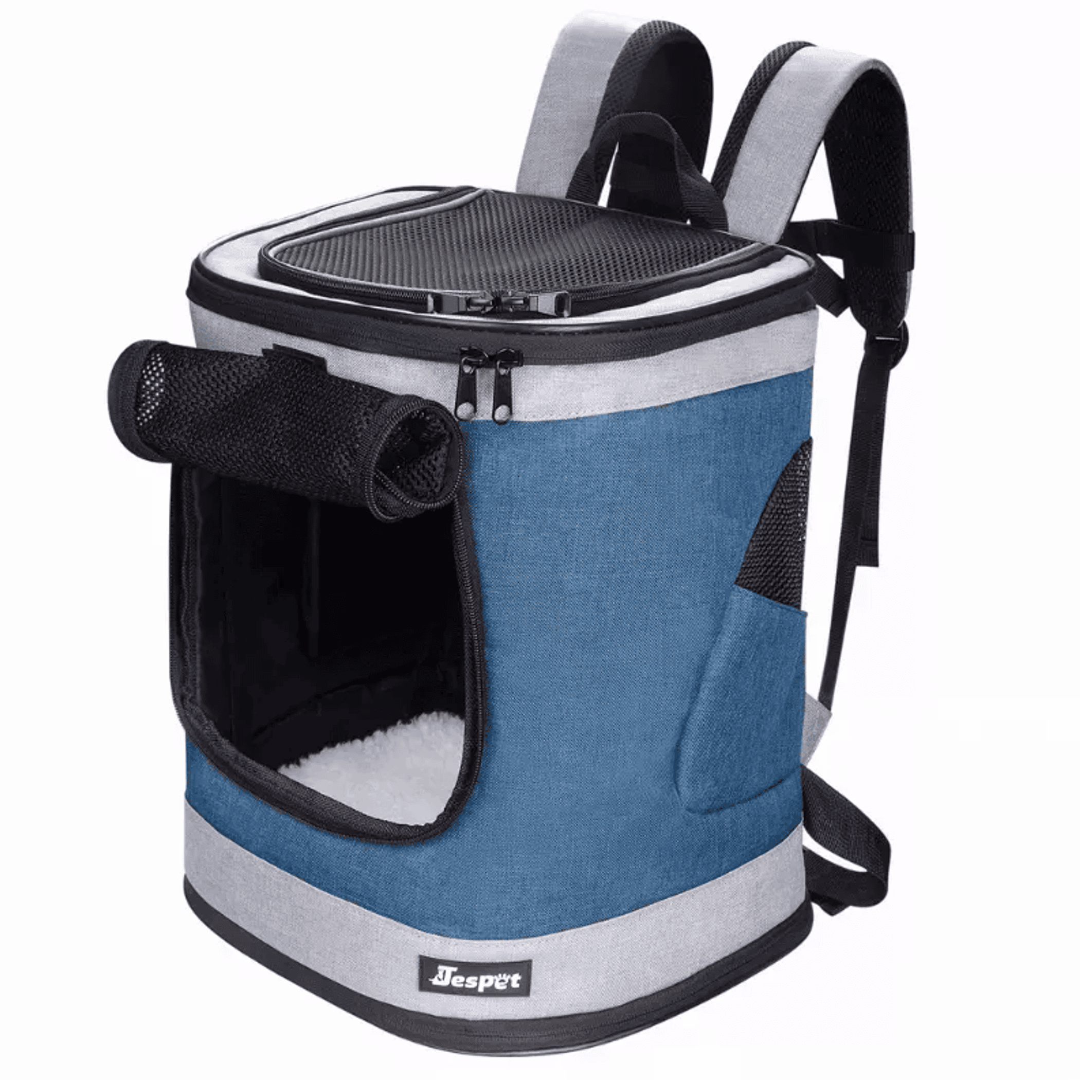 JESPET Pet Backpack Carrier for Small Dog, Puppy, Soft Carrier Backpack Ideal for Traveling, Hiking, Walking and Outdoor Activities with Family (Color: Blue, Size: 13"x 12"x 17")
