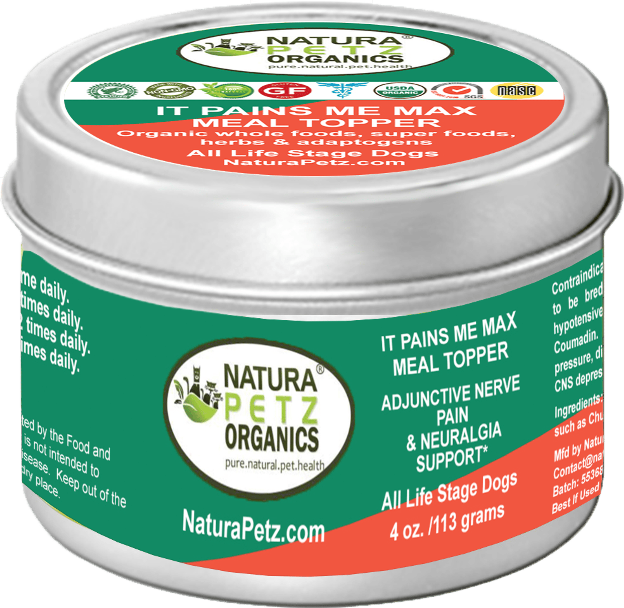 It Pains Me Max Meal Topper* Adjunctive Nerve Pain & Neuralgia Support* Dogs & Cats (Size: Dog 4 oz.)