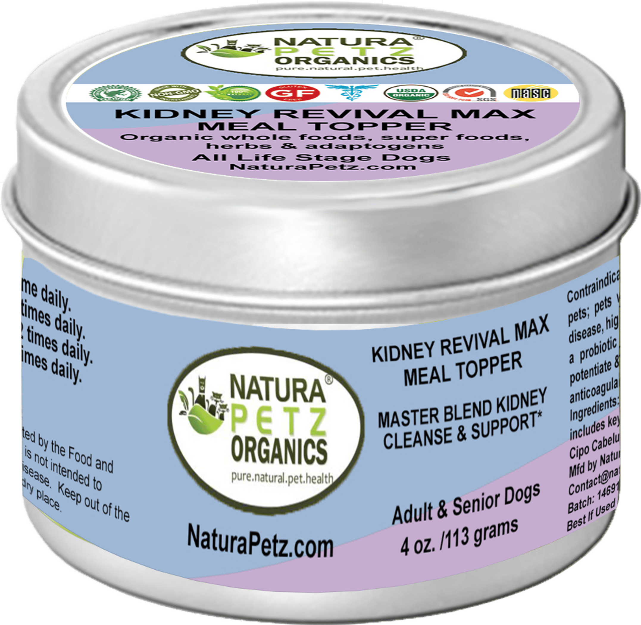 Kidney Revival Max Meal Topper* Master Blend Kidney Cleanse & Support* Adult And Senior Dogs & Cats* (Size: 4 Oz.)