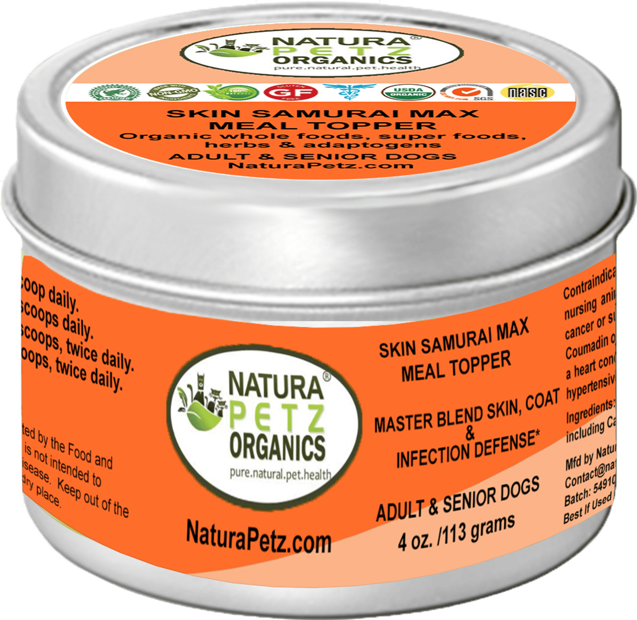 Skin Samurai Max Meal Topper - Master Blend Skin, Coat & Infection Defense For Dogs & Cats* (Size: 4 Oz. Dog)