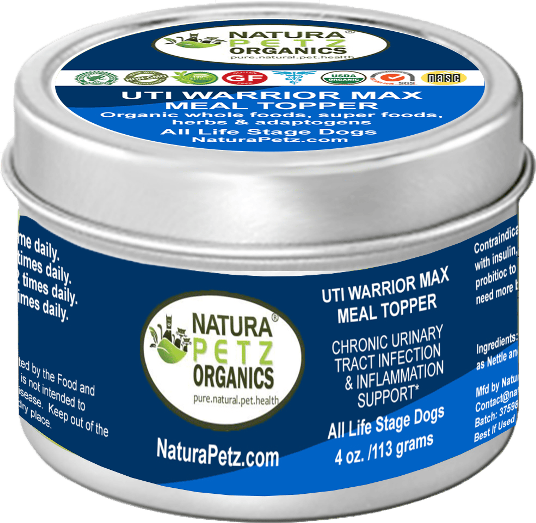 Uti Warrior Max Meal Topper* Chronic Urinary Tract Infection & Inflammation Support* (Size: DOG  650 mg.)