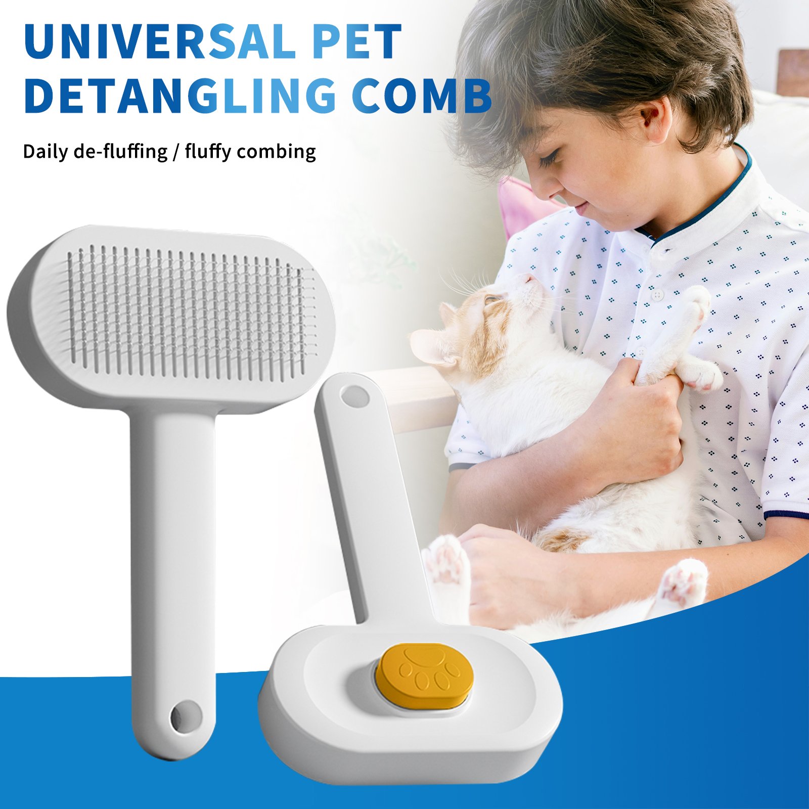 Efficient Universal Pet Hair Removal Comb, Gently Smoothing Out The Tangled Hair Of Your Beloved Pet, Carefully Caring For Every Gentle Touch (Color: Yellow)