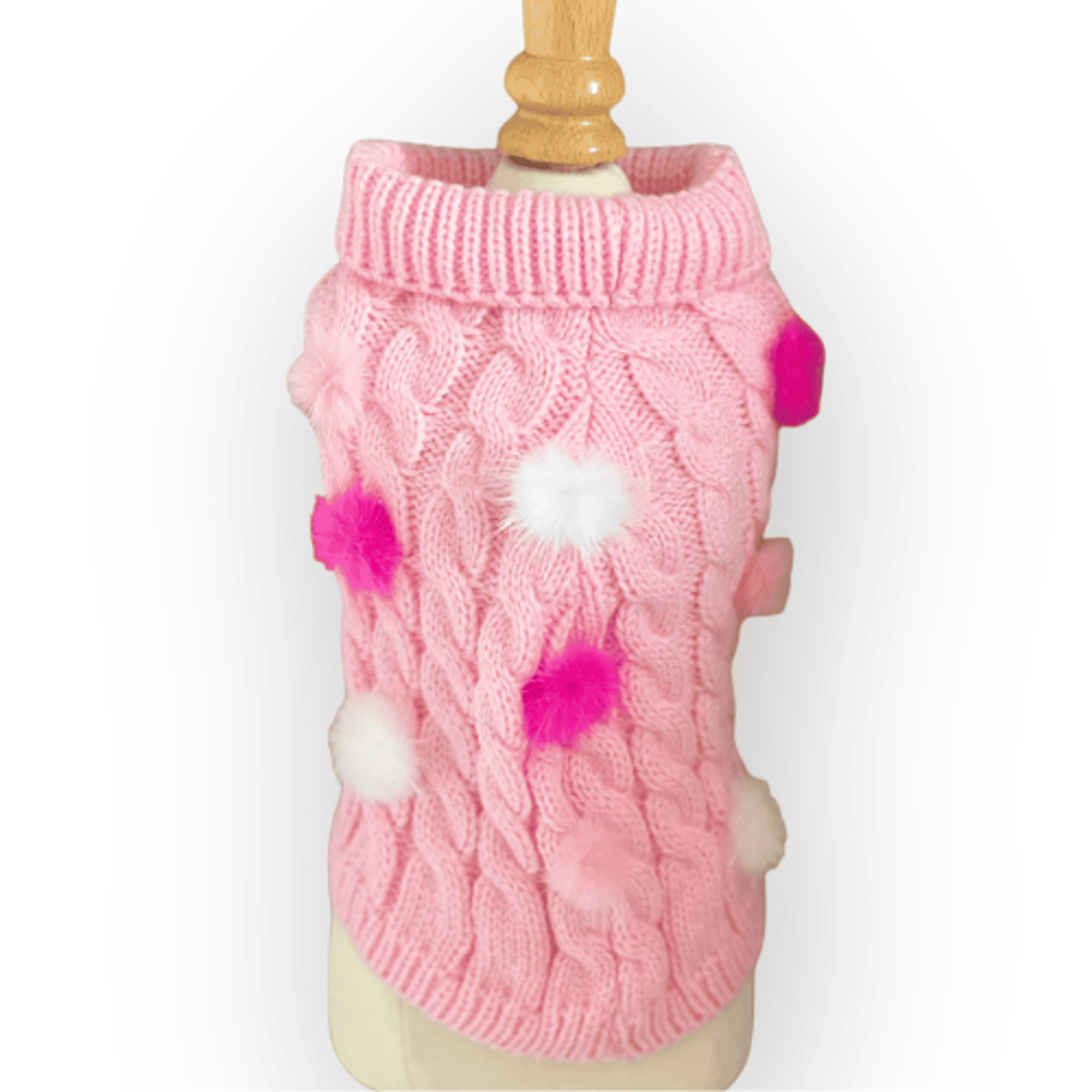 Mink Pom Knit Dog Sweater (Size: small)