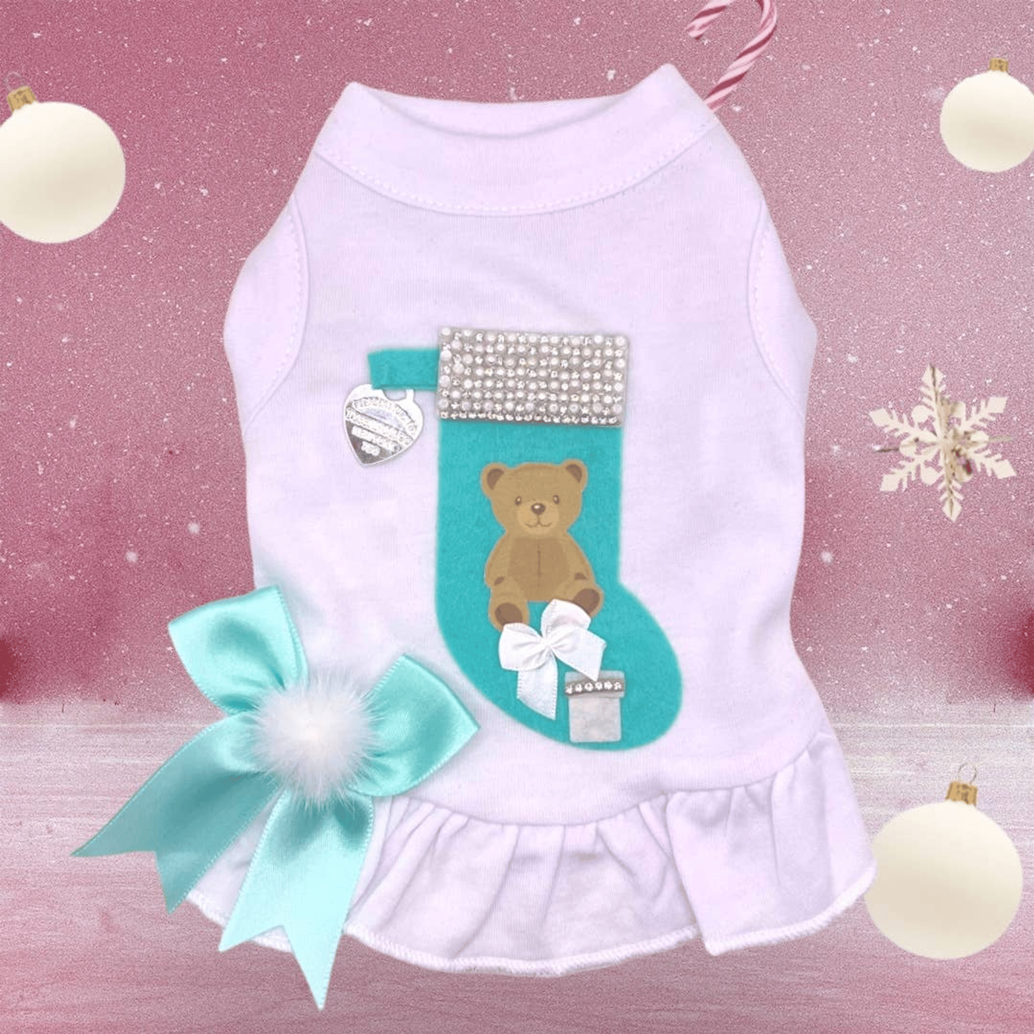 Sniffany Bear Stocking Dress- Dog Dress (Size: XS)