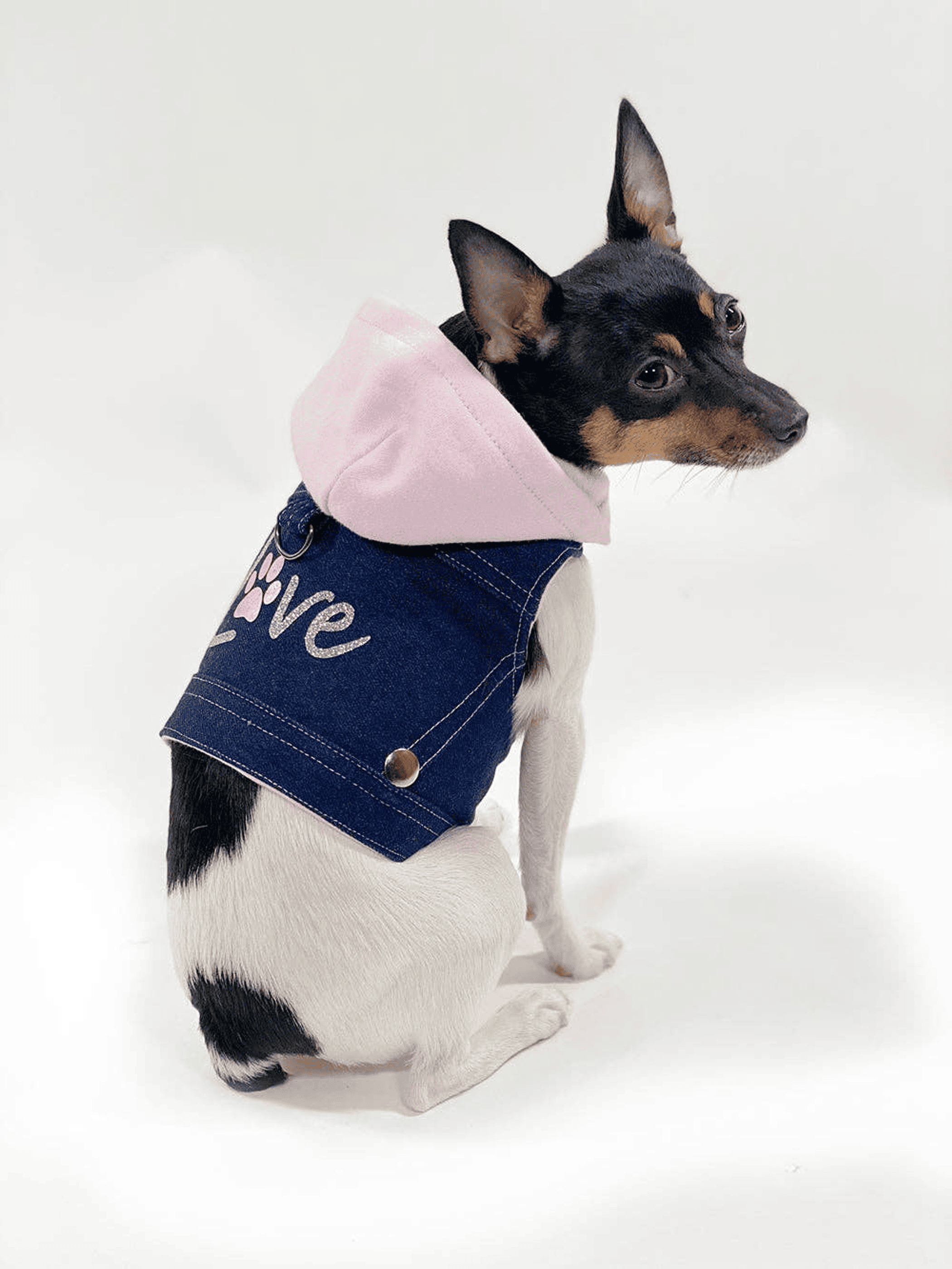 Denim Hoodie "Love" Harness Vest (Color: Ink)