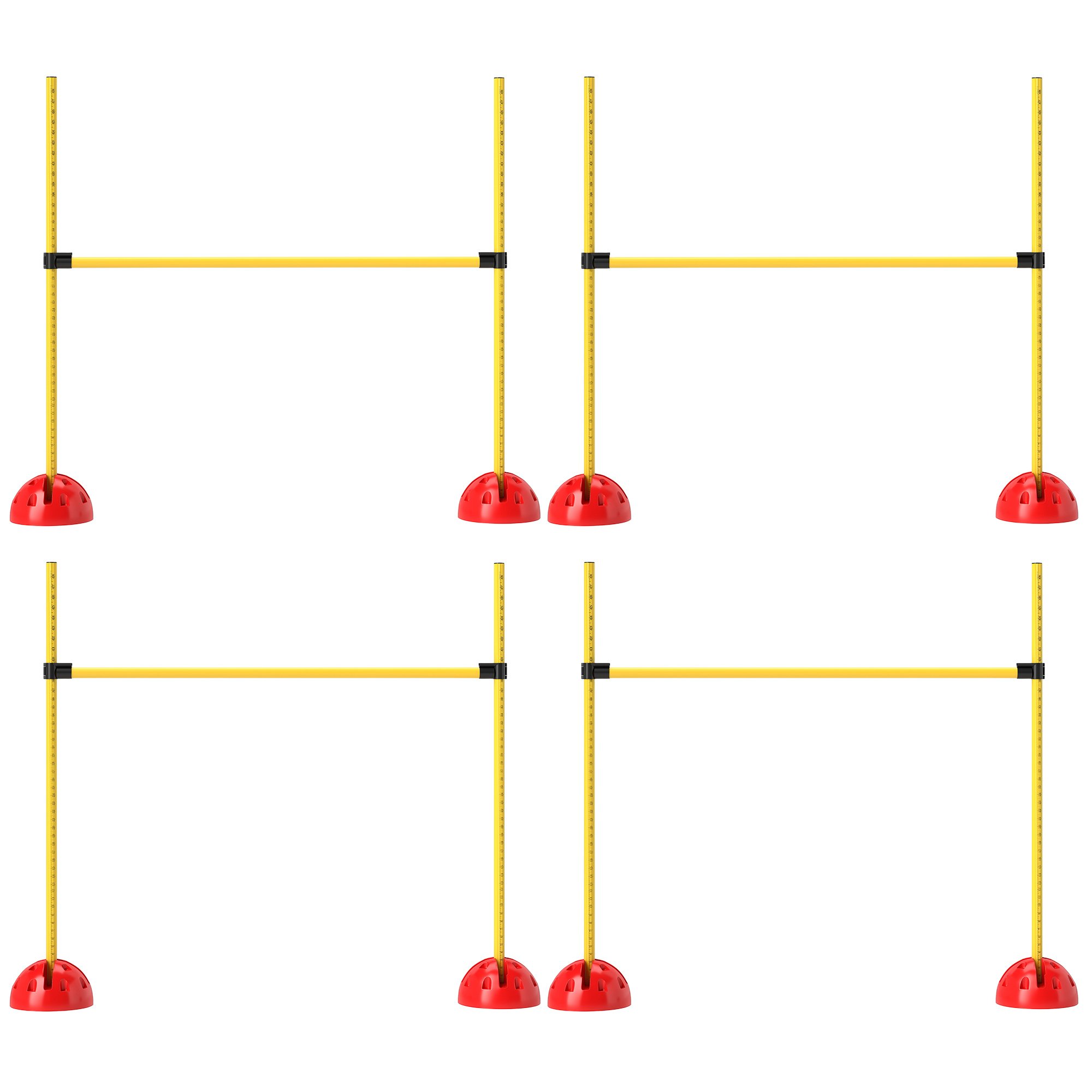 4 Piece Dog Agility Course Set With 4 Height Adjustable Dog Agility Jumps, Carry Bag, Yellow (Color: Yellow)