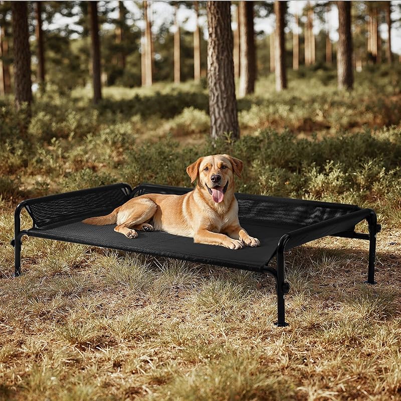 Gardner Small Dog Outdoor Waterproof Portable Breathable Mesh Pet Bed With Three-Sided Guardrail (Option: BlackS)