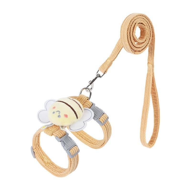 Small Cat Harness Wing Shaped Decorative Walking Vest Traction Rope Set (Option: Yellow-S)