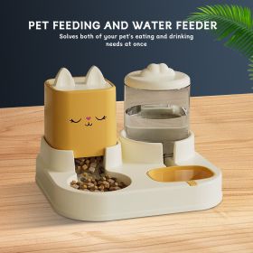 Super Cute Appearance Pet Feeding And Drinking Device, Cleverly Designed With Dry And Wet Separation, Automatic Water Addition, Universal For Cat (Color: Yellow)