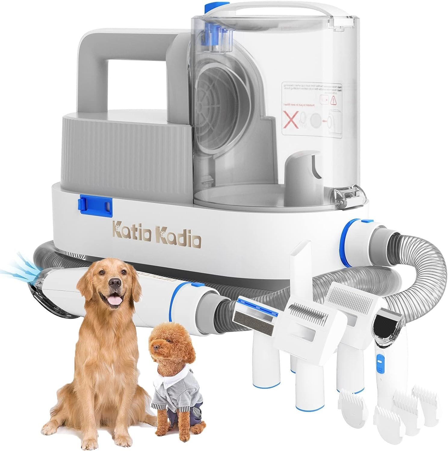 Pet Grooming Kit, 5 In 1 Dog Grooming Kit With 2 Suction Mode, Low Noise Dog Hair Remover, Dog Vacuums For Hair Cleaning For Shedding Small, Medi (Color: White)