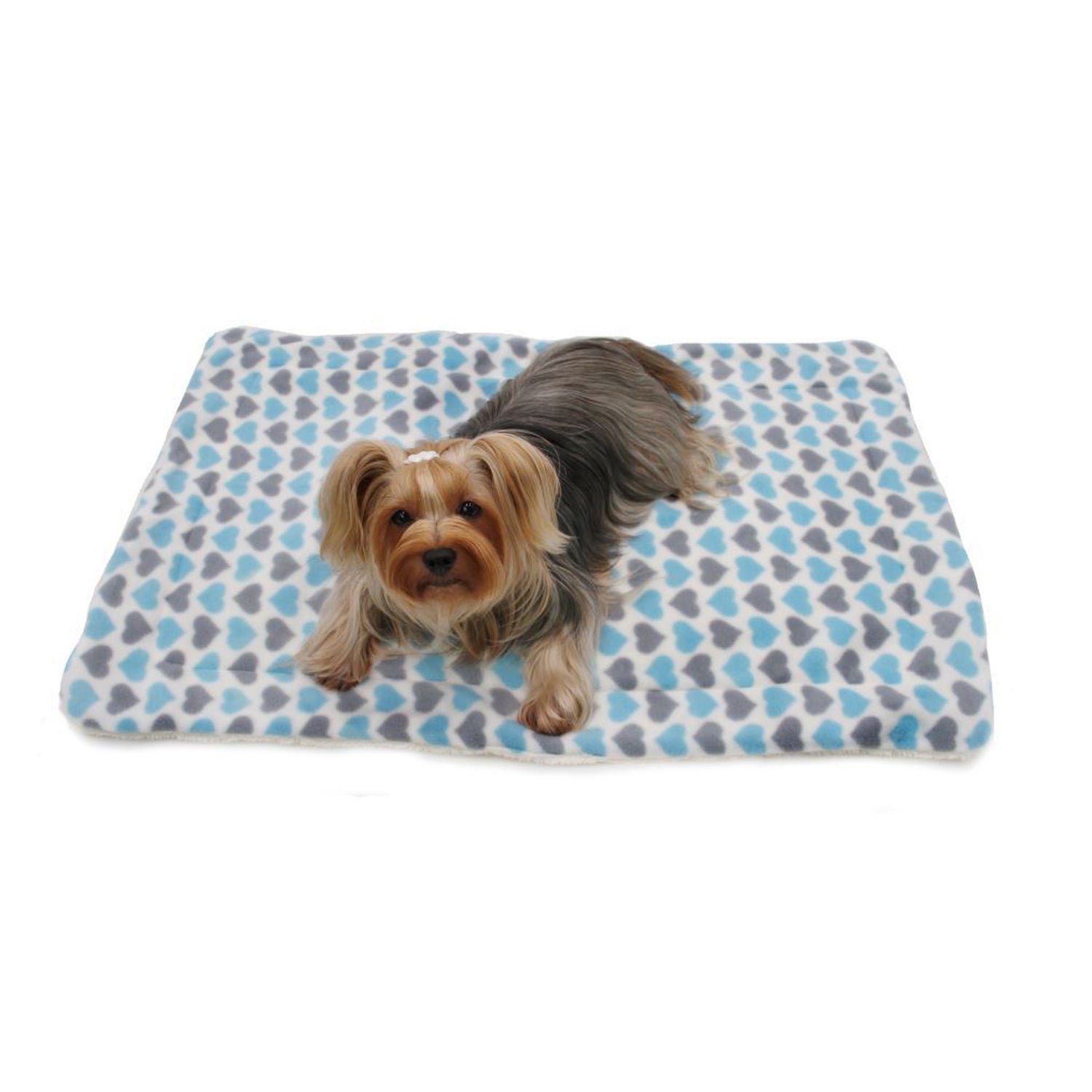 Blue & Gray Hearts Fleece/Plush Blanket (Color: Blue & Gray Hearts)