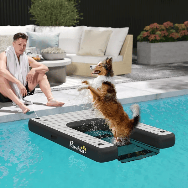 Inflatable Dog Boat Ramp Up To 286 Lbs, For Boat, Dock, Lake, Non-Slip, Safe & Easy (Color: Grey)