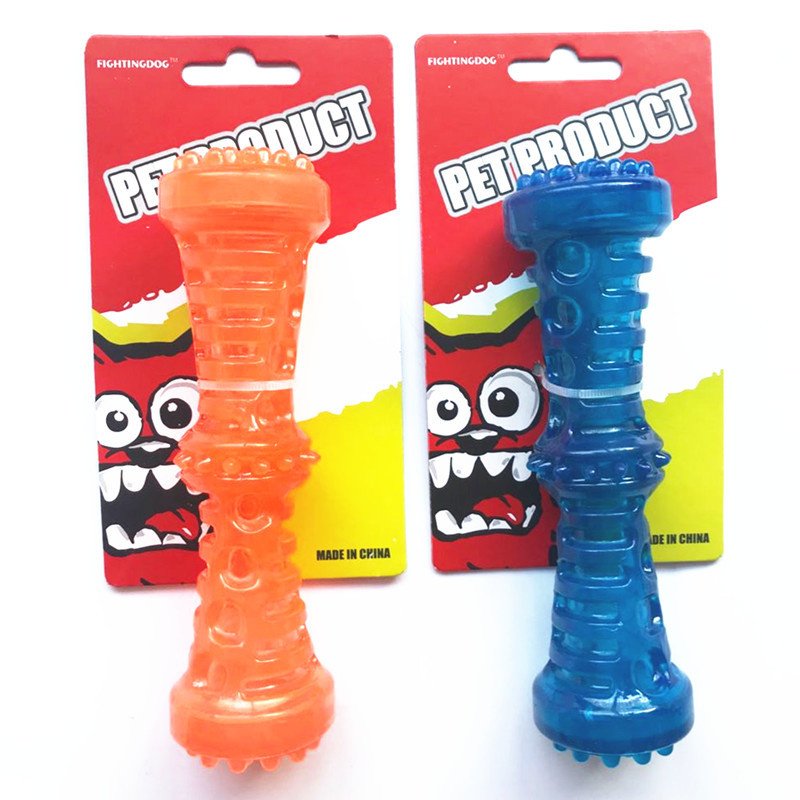 Dog Squeak Toys Tpr sounder dog toy strong bite resistant dog bone molar dog toy Sounding Bone Toy (colour: blue, Size: small)