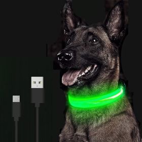LED Glowing Dog Collar Rechargeable Luminous Collar Adjustable large Dog Night Light Collar Pet Safety Collar for Small Dogs Cat ,halloween pet c (Color: Blue Battery, Size: M)