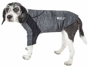 Pet Life Active 'Chewitt Wagassy' 4-Way Stretch Performance Long Sleeve Dog T-Shirt (Color: Black, Size: X-Large)