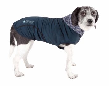 Pet Life Active 'Pull-Rover' Premium 4-Way Stretch Two-Toned Performance Sleeveless Dog T-Shirt Tank Top Hoodie (Color: Teal, Size: large)