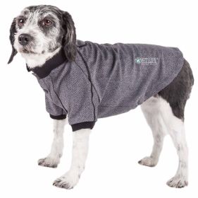 Pet Life Active 'Fur-Flexed' Relax-Stretch Wick-Proof Performance Dog Polo T-Shirt (Color: Grey, Size: medium)