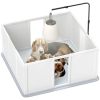 PawHut Whelping Box for Dogs, Newborn Puppy Supplies with Retractable Light Stand, Waterproof Pee Pad