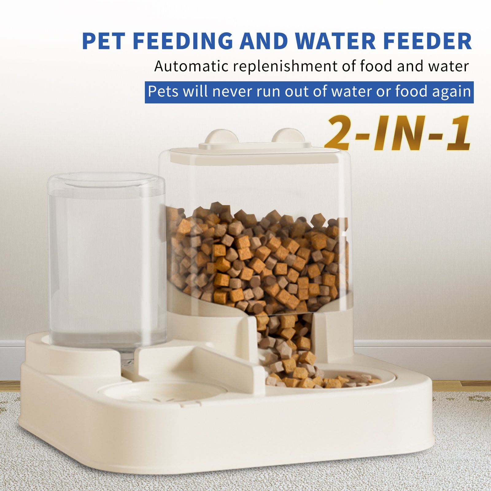 Transparent And Visible Pet Feeding And Drinking Dispenser, Automatically Refilling Food And Water, Caring For Every Moment, Allowing Owners To T (Color: White)